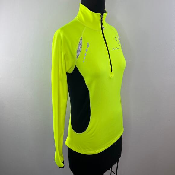 Pearl Izumi Select Neon Yellow Black Reflective Cycling Half Zip Long Pullover S - Picture 2 of 8
